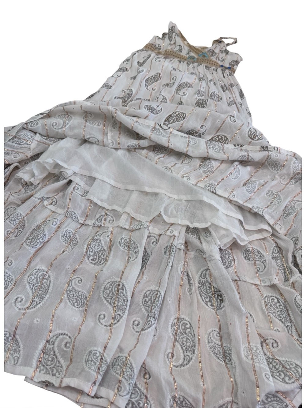 Zury Boho Paisley Metallic Maxi Dress Free Size S/M NWT Resort Festival - Picture 8 of 13